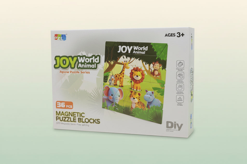 Joy World Animal – Jigsaw puzzle- Magna tiles block- 36 pcs