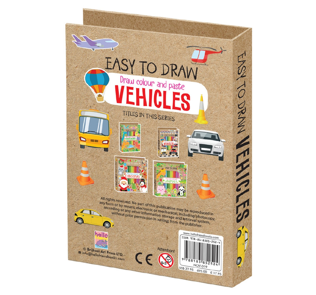 Hellofriend Books Vehicle Craft Kit Easy to Draw Hard Cover Multicolor 4Y+ Coloring kit