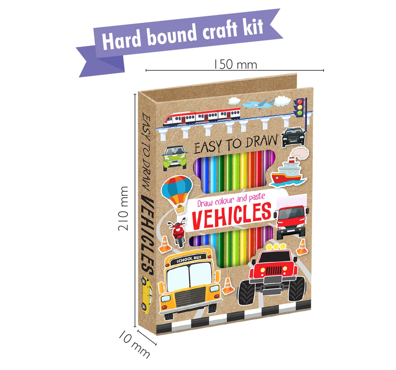 Hellofriend Books Vehicle Craft Kit Easy to Draw Hard Cover Multicolor 4Y+ Coloring kit