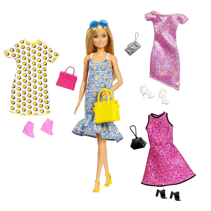 BARBIE® Doll with Clothes and Accessories for 4 Complete Outfits, Gift for 3 to 8 Year Olds