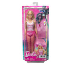 Barbie Blonde Doll in Pink and White Swimsuit with Sun Hat, Tote Bag and Beach-Themed Accessories, 3Y+, Multicolour - Barbie