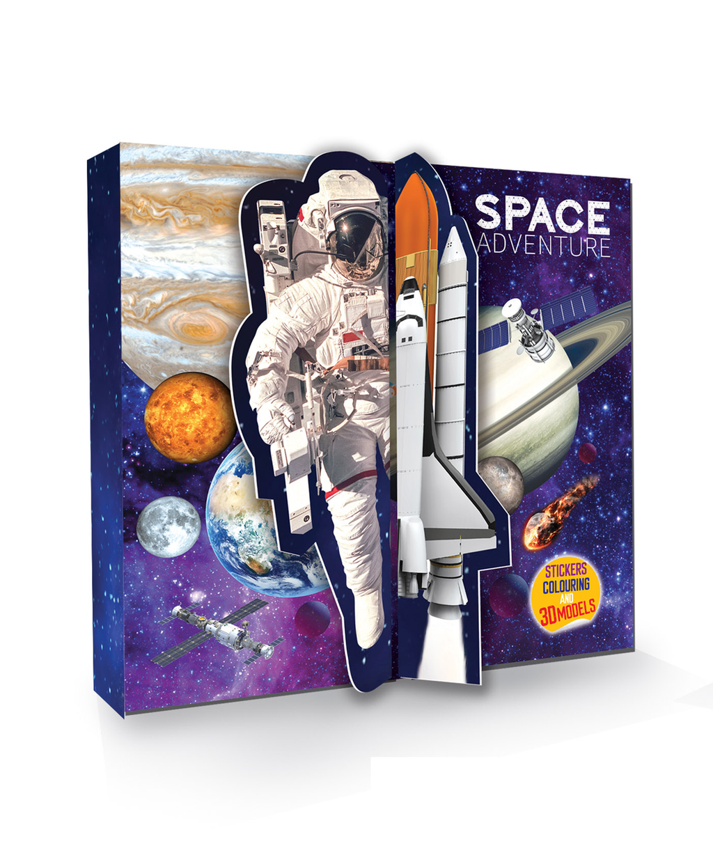 Hello Friend Books 3D Model Activity Set: Space Adventure- Create Your Own Space Model with Stickers and Colouring Sheets