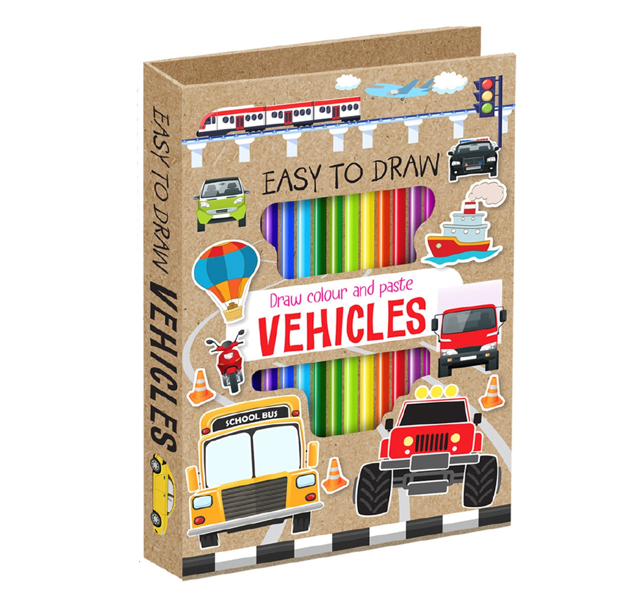 Hellofriend Books Vehicle Craft Kit Easy to Draw Hard Cover Multicolor 4Y+ Coloring kit