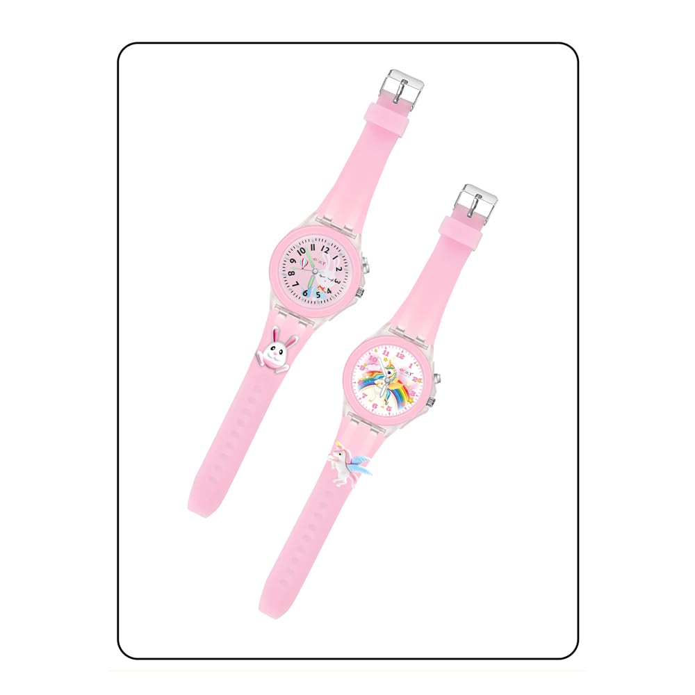 SPIKY Analog Watch for Kids | 3D Cartoon | 7 Multicolor LED Luminous Lights with Silicone Strap | Unisex Best Birthday Gift | Analogue Wrist Watches for Boys & Girls | Age 3-10 yrs