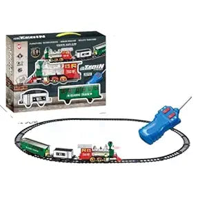 Remote Control Train Set with 345 CM Tracks (14 Pcs) | Battery Operated Classic Toy Train with Light & Sound | Electric RC Engine Train Set for Kids Boys Girls Gift No Smoke