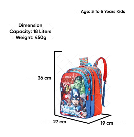 STRIDERS Avengers Superhero School Bag for Kids – Durable, Lightweight Backpack with Padded Comfortable Straps & Spacious Compartments – Perfect for School & Play