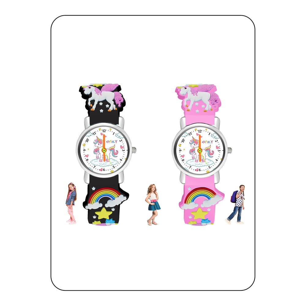 SPIKY Analog Watch for Kids | Unicorn Designer Printed Strap | Water Resistant | Stylish Unisex Best Birthday Gift | Analogue Wrist Watches for Girls & Boys | Age 2-14 yrs