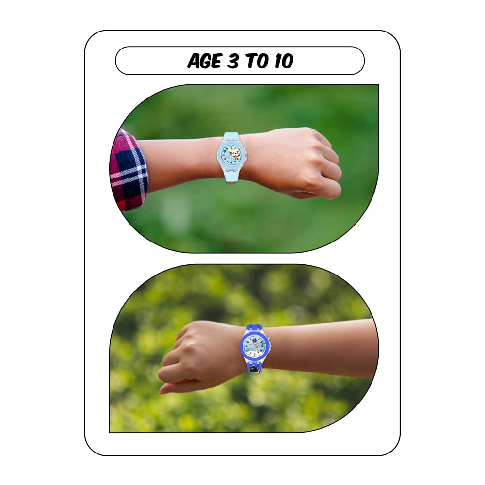 SPIKY Analog Watch for Kids | 3D Cartoon | 7 Multicolor LED Luminous Lights with Silicone Strap | Unisex Best Birthday Gift | Analogue Wrist Watches for Boys & Girls | Age 3-10 yrs