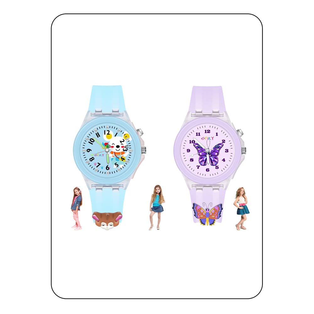 SPIKY Analog Watch for Kids | 3D Cartoon | 7 Multicolor LED Luminous Lights with Silicone Strap | Unisex Best Birthday Gift | Analogue Wrist Watches for Boys & Girls | Age 3-10 yrs