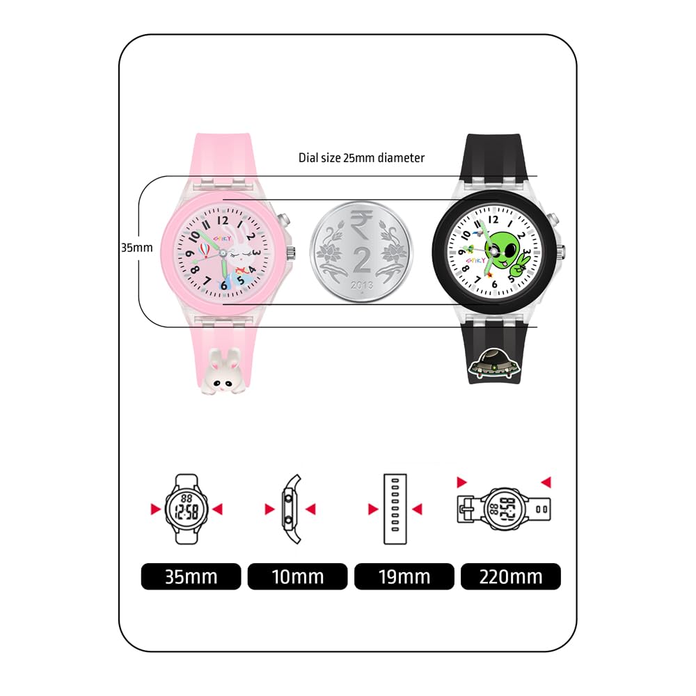 SPIKY Analog Watch for Kids | 3D Cartoon | 7 Multicolor LED Luminous Lights with Silicone Strap | Unisex Best Birthday Gift | Analogue Wrist Watches for Boys & Girls | Age 3-10 yrs