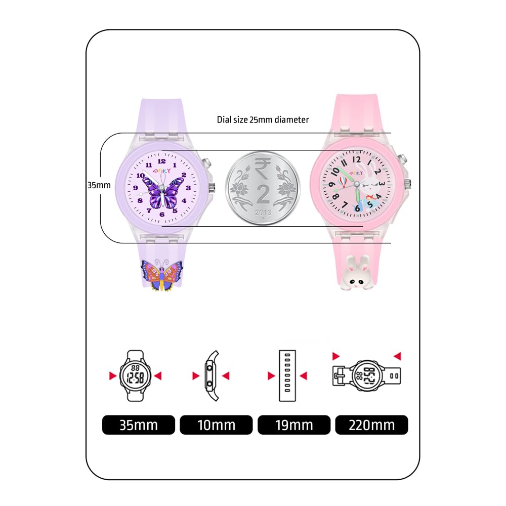 SPIKY Analog Watch for Kids | 3D Cartoon | 7 Multicolor LED Luminous Lights with Silicone Strap | Unisex Best Birthday Gift | Analogue Wrist Watches for Boys & Girls | Age 3-10 yrs