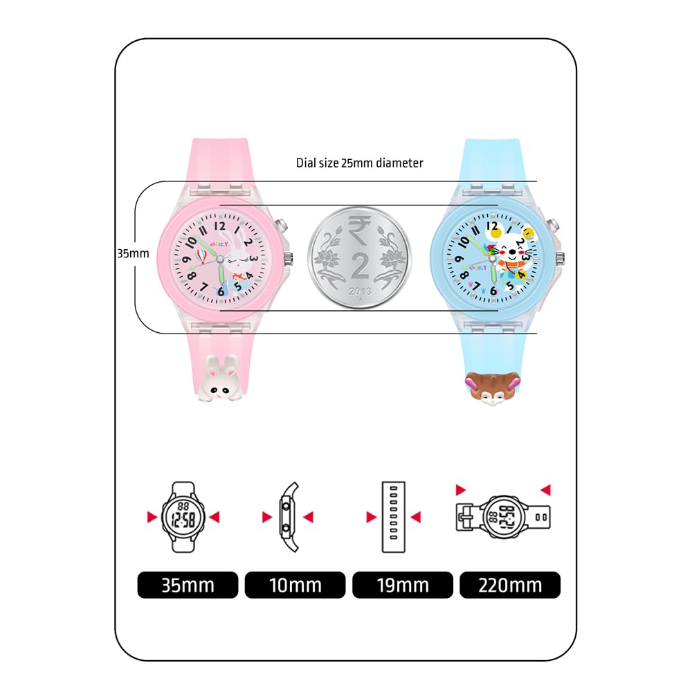SPIKY Analog Watch for Kids | 3D Cartoon | 7 Multicolor LED Luminous Lights with Silicone Strap | Unisex Best Birthday Gift | Analogue Wrist Watches for Boys & Girls | Age 3-10 yrs