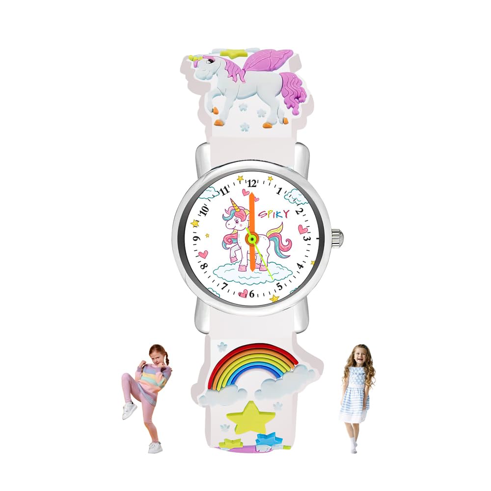 SPIKY Analog Watch for Kids | Unicorn Designer Printed Strap | Water Resistant | Stylish Unisex Best Birthday Gift | Analogue Wrist Watches for Girls & Boys | Age 2-14 yrs