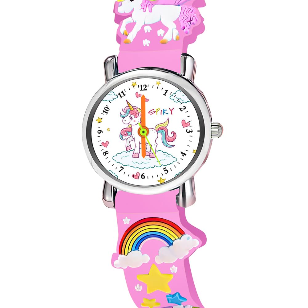SPIKY Analog Watch for Kids | Unicorn Designer Printed Strap | Water Resistant | Stylish Unisex Best Birthday Gift | Analogue Wrist Watches for Girls & Boys | Age 2-14 yrs