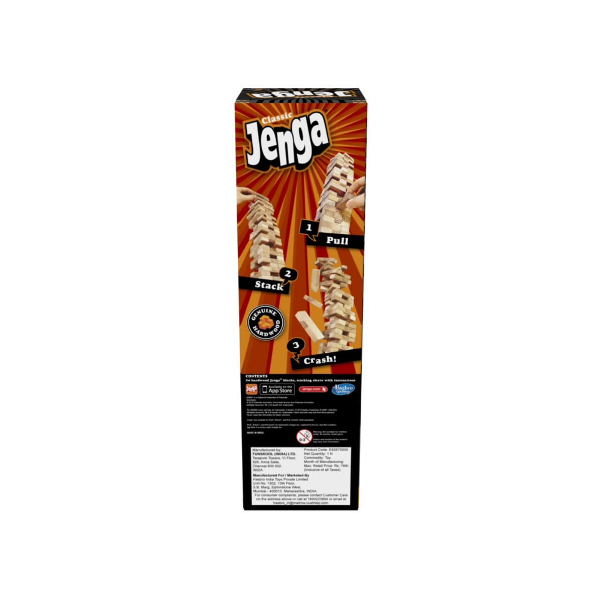 Hasbro Gaming Original Jenga Stacking Tower Game, Fun for Kids & Families, Birthday Gift Toys for Kids Ages 6+, for 1 or More Players
