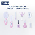 Hopop Grooming Kit for Newborn | 7 in 1 Baby Grooming Kit | Suitable for Newborns & Toddlers | Soft Bristle Hair Brush, Rounded Teeth Hair Comb, Nail Scissors, Nail Cutter, Nail File, Nose Cleaner, Finger Toothbrush with protective case | Blue