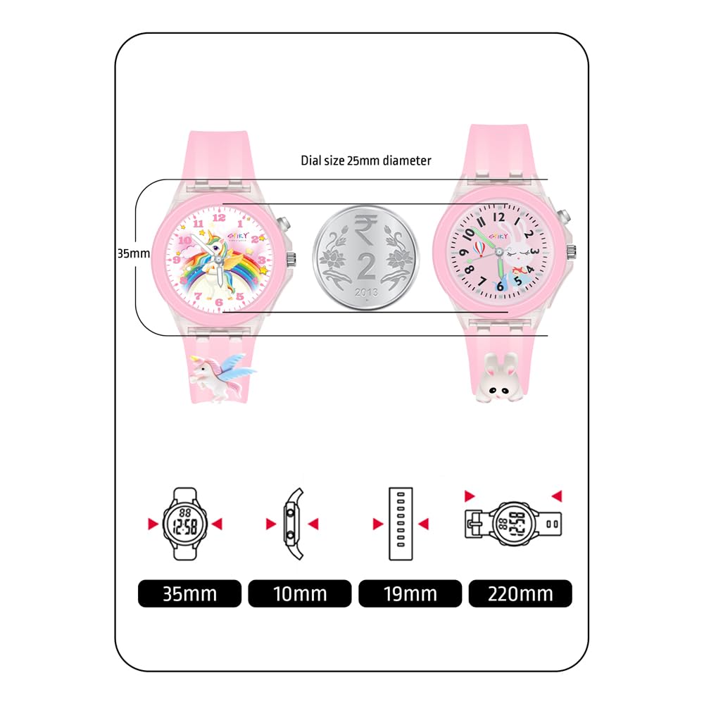 SPIKY Analog Watch for Kids | 3D Cartoon | 7 Multicolor LED Luminous Lights with Silicone Strap | Unisex Best Birthday Gift | Analogue Wrist Watches for Boys & Girls | Age 3-10 yrs