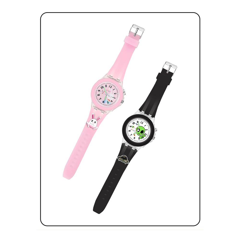 SPIKY Analog Watch for Kids | 3D Cartoon | 7 Multicolor LED Luminous Lights with Silicone Strap | Unisex Best Birthday Gift | Analogue Wrist Watches for Boys & Girls | Age 3-10 yrs