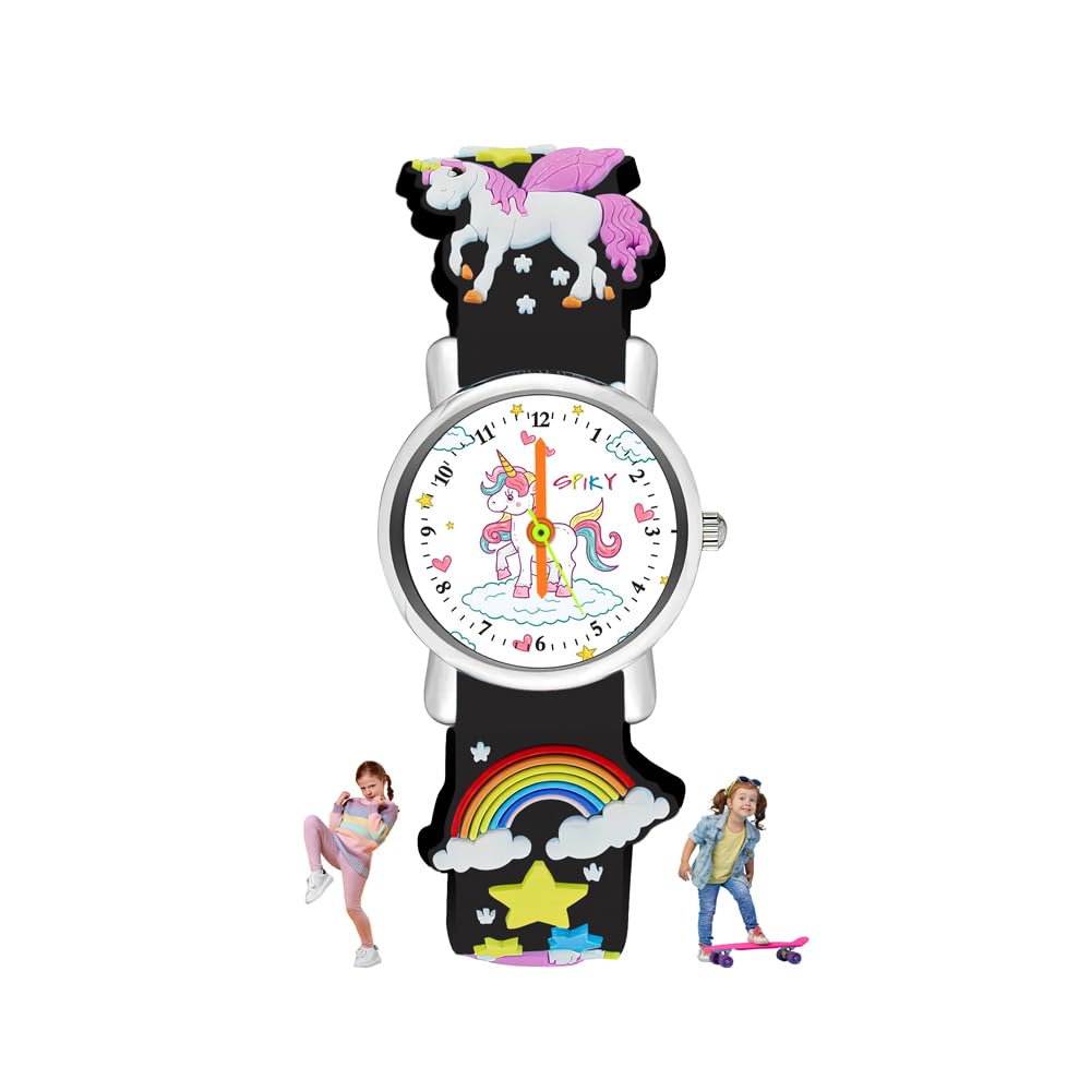 SPIKY Analog Watch for Kids | Unicorn Designer Printed Strap | Water Resistant | Stylish Unisex Best Birthday Gift | Analogue Wrist Watches for Girls & Boys | Age 2-14 yrs