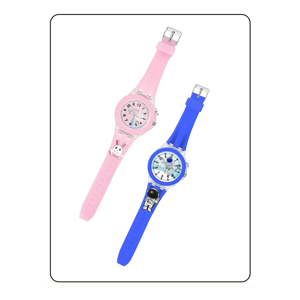 SPIKY Analog Watch for Kids | 3D Cartoon | 7 Multicolor LED Luminous Lights with Silicone Strap | Unisex Best Birthday Gift | Analogue Wrist Watches for Boys & Girls | Age 3-10 yrs