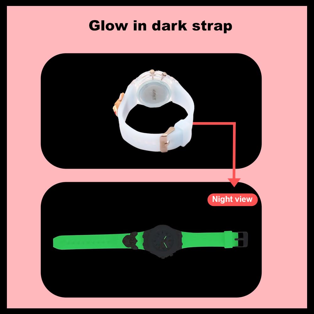 SPIKY Analog Watch for Kids | 3D Cartoon | 7 Multicolor LED Luminous Lights with Silicone Strap | Unisex Best Birthday Gift | Analogue Wrist Watches for Boys & Girls | Age 3-10 yrs