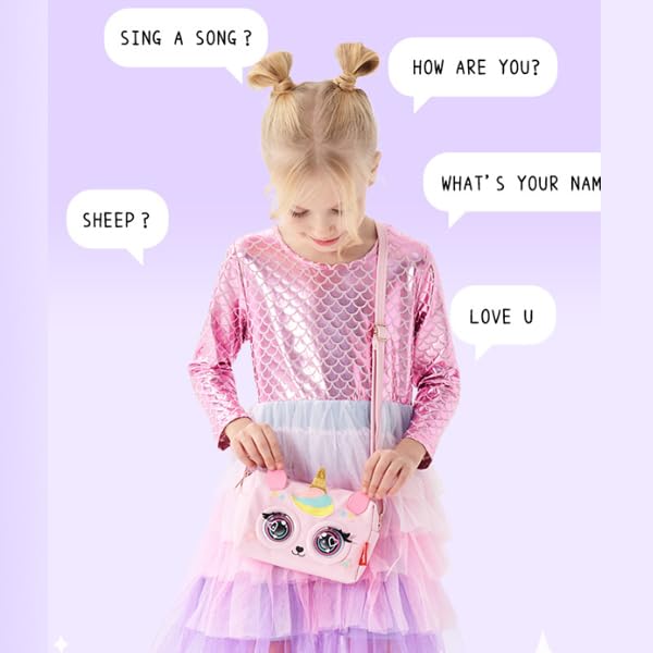 Little Winkling Elf Deer Purse | Interactive Sling Bag for Girls with Blinking Eyes &amp; Music, Kids' Crossbody Bag (Colour - Teal)