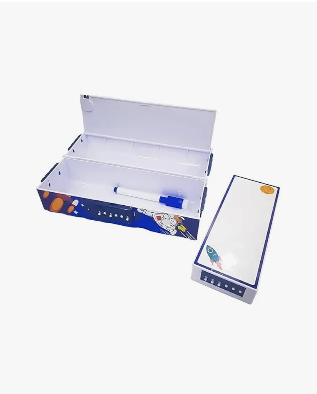 Dream Space Kids Pen&Pencil Box Suitcase style password lock pencil case, Space Theme Design with Astronaut,Blue,Multi-Layer Pencil Box For Kids,Boys,Girls,Stationary Organizer Case,Return Gift