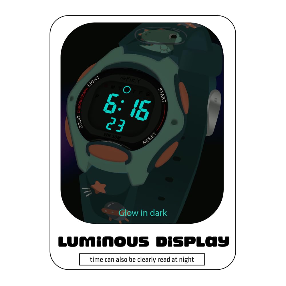 SPIKY Digital Sports Watch for Kids | Multifunctional, Luminous Display, Alarm & Day Function | Water Resistant & Silicone Strap | Best Birthday Gift Wrist Watches for Girls & Boys | Age 2-14 yrs