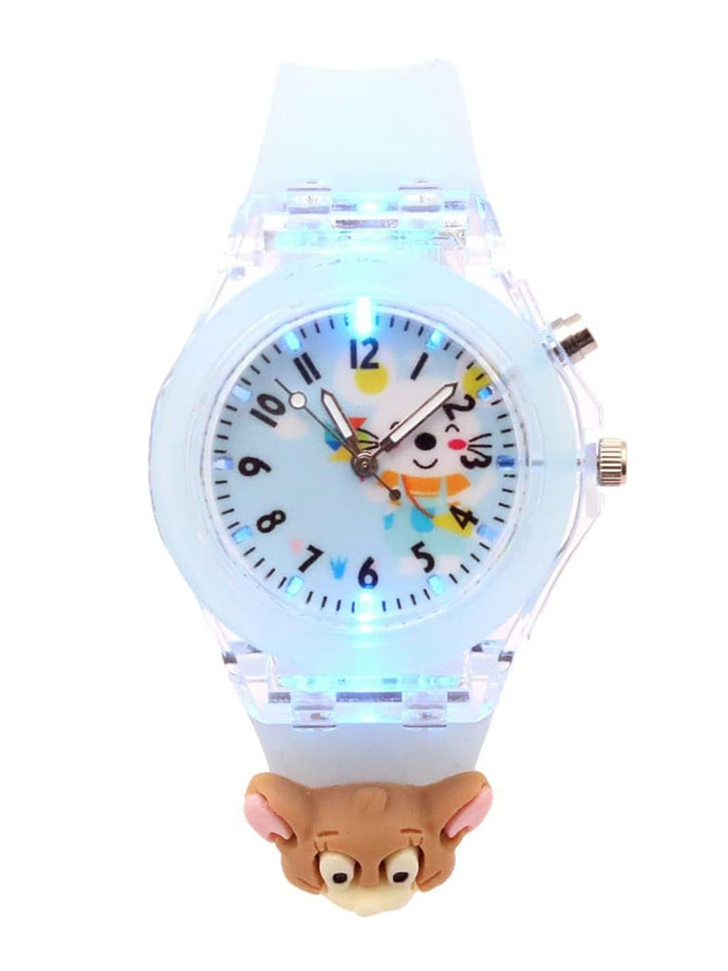 SPIKY Analog Watch for Kids | 3D Cartoon | 7 Multicolor LED Luminous Lights with Silicone Strap | Unisex Best Birthday Gift | Analogue Wrist Watches for Boys & Girls | Age 3-10 yrs