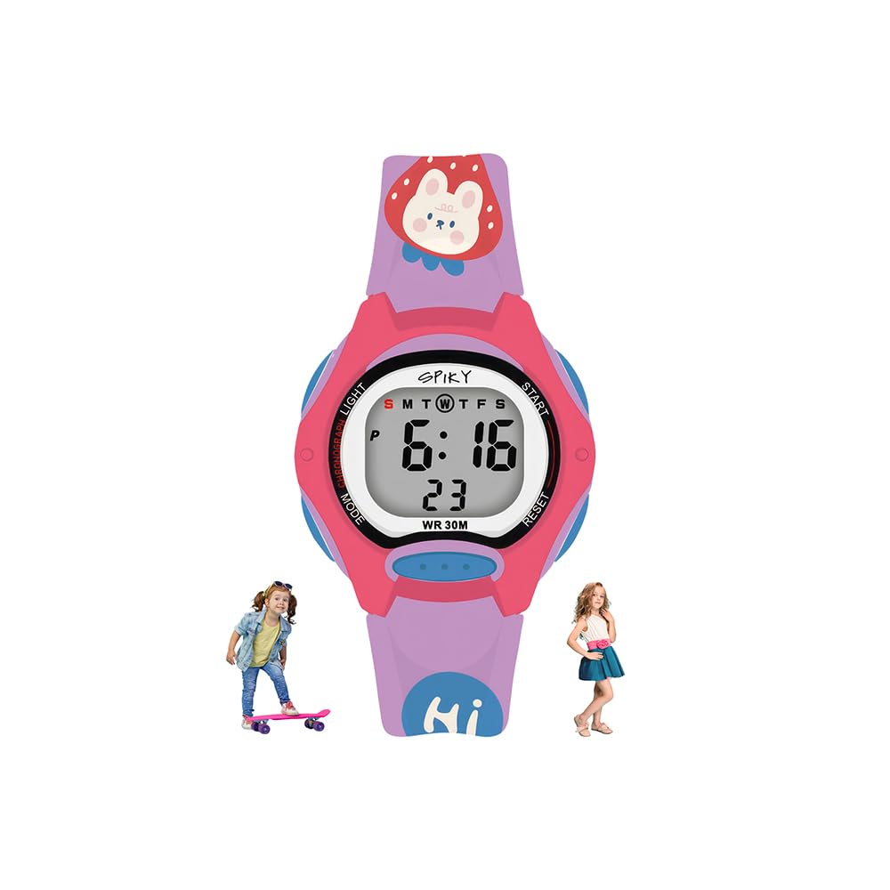 SPIKY Digital Sports Watch for Kids | Multifunctional, Luminous Display, Alarm & Day Function | Water Resistant & Silicone Strap | Best Birthday Gift Wrist Watches for Girls & Boys | Age 2-14 yrs