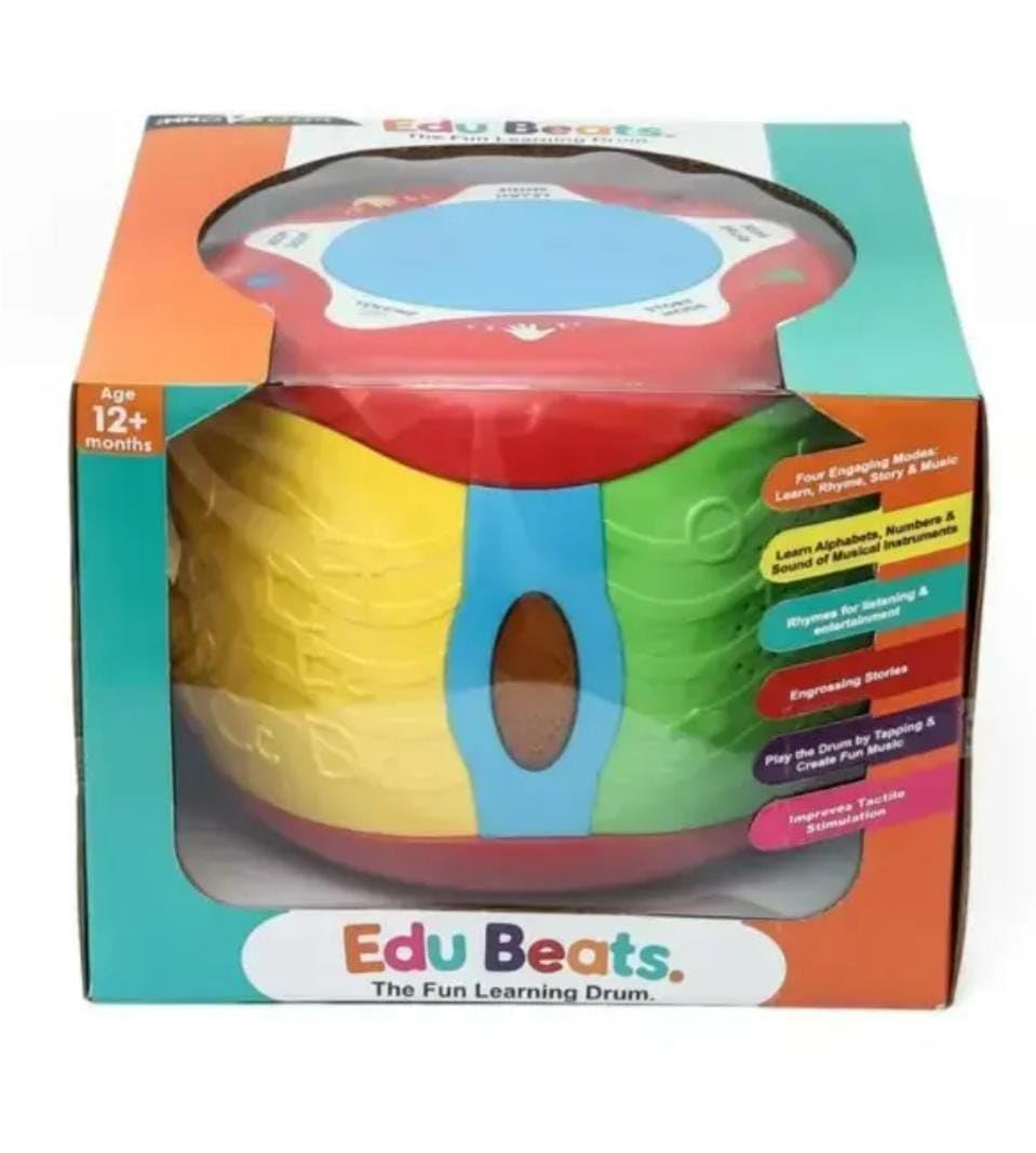 Edu Beats Learning Drum for Kids, Educational Musical Toy, Ages 12+ Months, Multi-Color