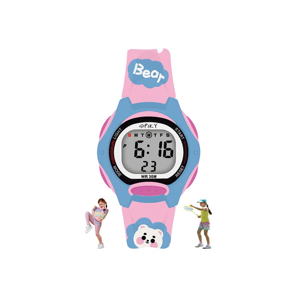 SPIKY Digital Sports Watch for Kids | Multifunctional, Luminous Display, Alarm & Day Function | Water Resistant & Silicone Strap | Best Birthday Gift Wrist Watches for Girls & Boys | Age 2-14 yrs