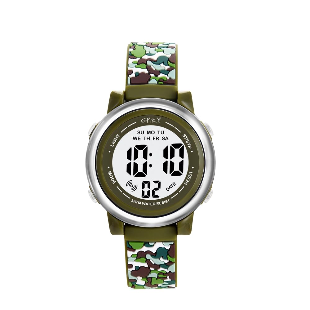SPIKY Digital Sports Watch for Kids | Multifunctional with 7 LED Luminous Lights Display | Water Resistant & Printed Strap | Best Birthday Gift Wrist Watches for Boys & Girls | Age 2-14 yrs