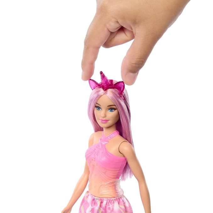 Barbie Unicorn Doll with Pink Fantasy Hair, Colorful Outfit & Unicorn-Themed Accessories