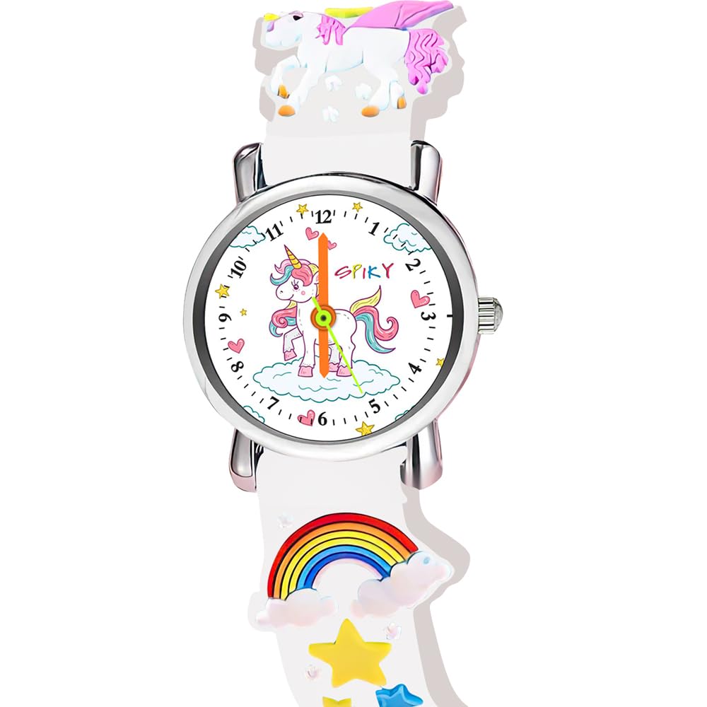 SPIKY Analog Watch for Kids | Unicorn Designer Printed Strap | Water Resistant | Stylish Unisex Best Birthday Gift | Analogue Wrist Watches for Girls & Boys | Age 2-14 yrs