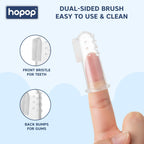 Hopop Silicone Baby Finger Toothbrush with Case | Great for Massaging & Cleaning Gums | BPA-Free Soft Finger Manual Toothbrush For Kids & New Born Baby | Oral Care For 0+ Months | Pack of 2