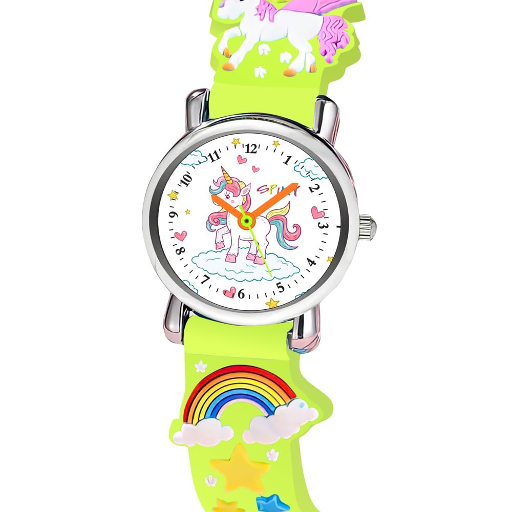SPIKY Analog Watch for Kids | Unicorn Designer Printed Strap | Water Resistant | Stylish Unisex Best Birthday Gift | Analogue Wrist Watches for Girls & Boys | Age 2-14 yrs