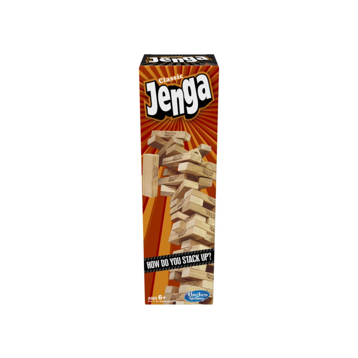 Hasbro Gaming Original Jenga Stacking Tower Game, Fun for Kids & Families, Birthday Gift Toys for Kids Ages 6+, for 1 or More Players