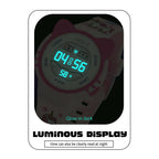 SPIKY Cat Ears Digital Sports Watch for Kids | Multifunctional with Luminous Display & Alarm | Water Resistant & Silicone Strap | Best Birthday Gift Wrist Watches for Girls & Boys | Age 2-14 yrs