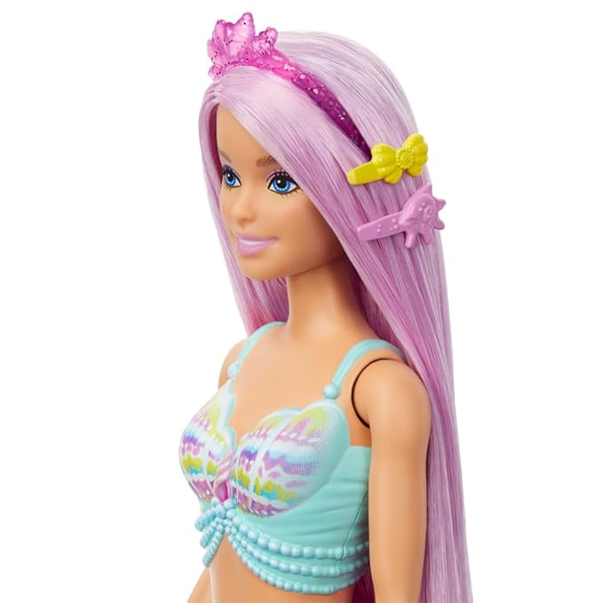Barbie Mermaid Doll with 7-Inch-Long Pink Fantasy Hair and Colorful Accessories for Styling Play Like Headband and Barrettes