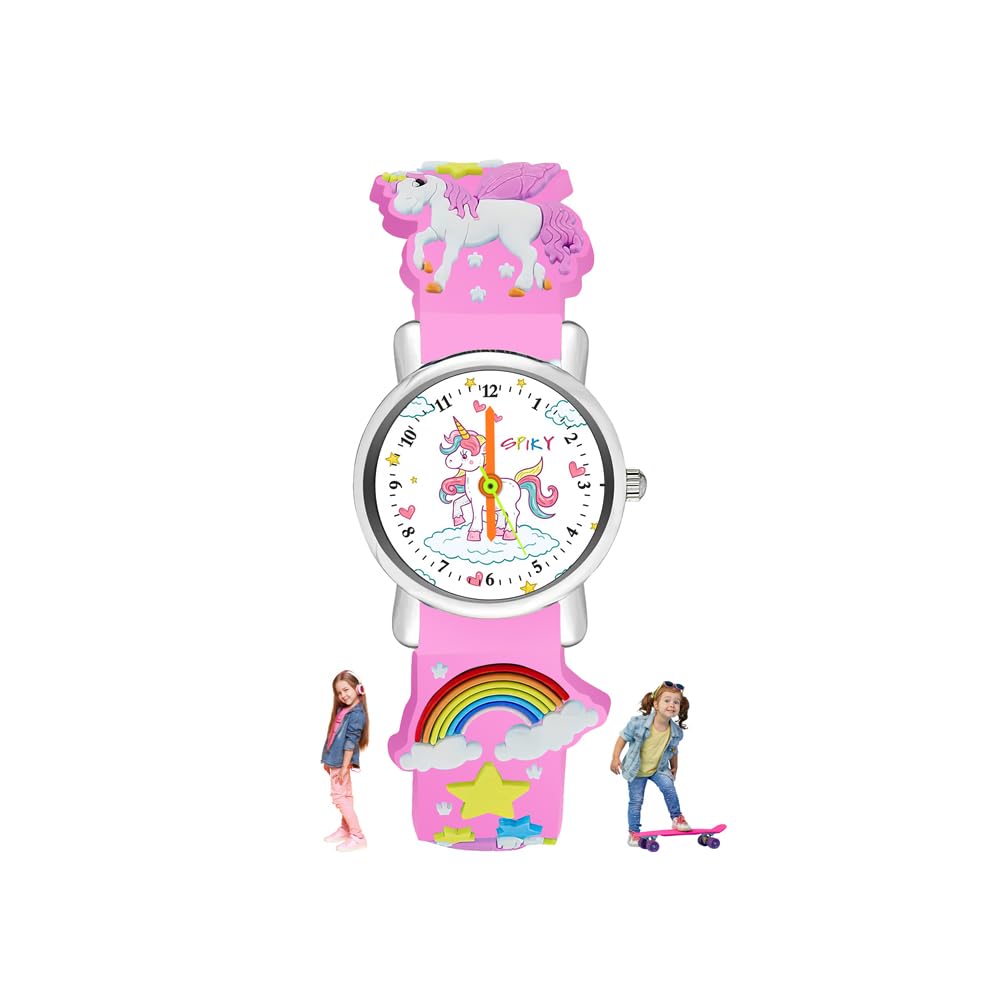 SPIKY Analog Watch for Kids | Unicorn Designer Printed Strap | Water Resistant | Stylish Unisex Best Birthday Gift | Analogue Wrist Watches for Girls & Boys | Age 2-14 yrs