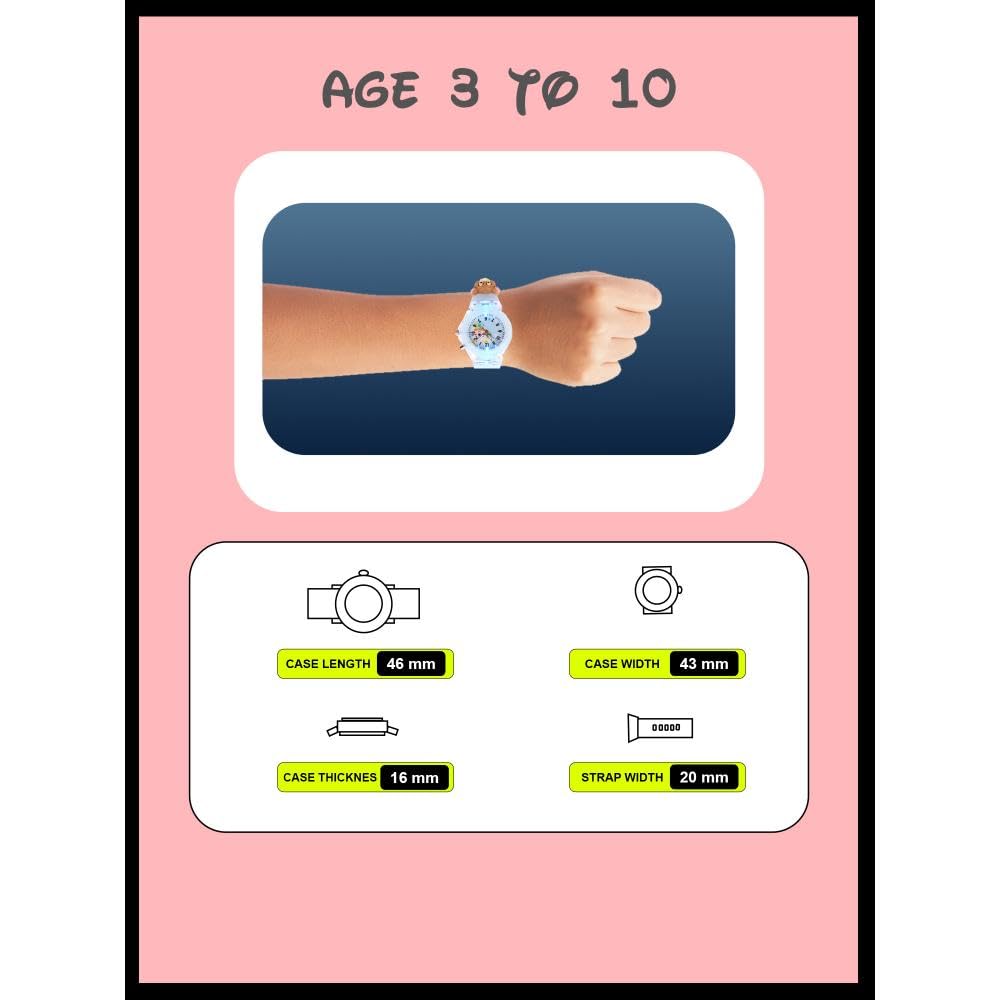SPIKY Analog Watch for Kids | 3D Cartoon | 7 Multicolor LED Luminous Lights with Silicone Strap | Unisex Best Birthday Gift | Analogue Wrist Watches for Boys & Girls | Age 3-10 yrs