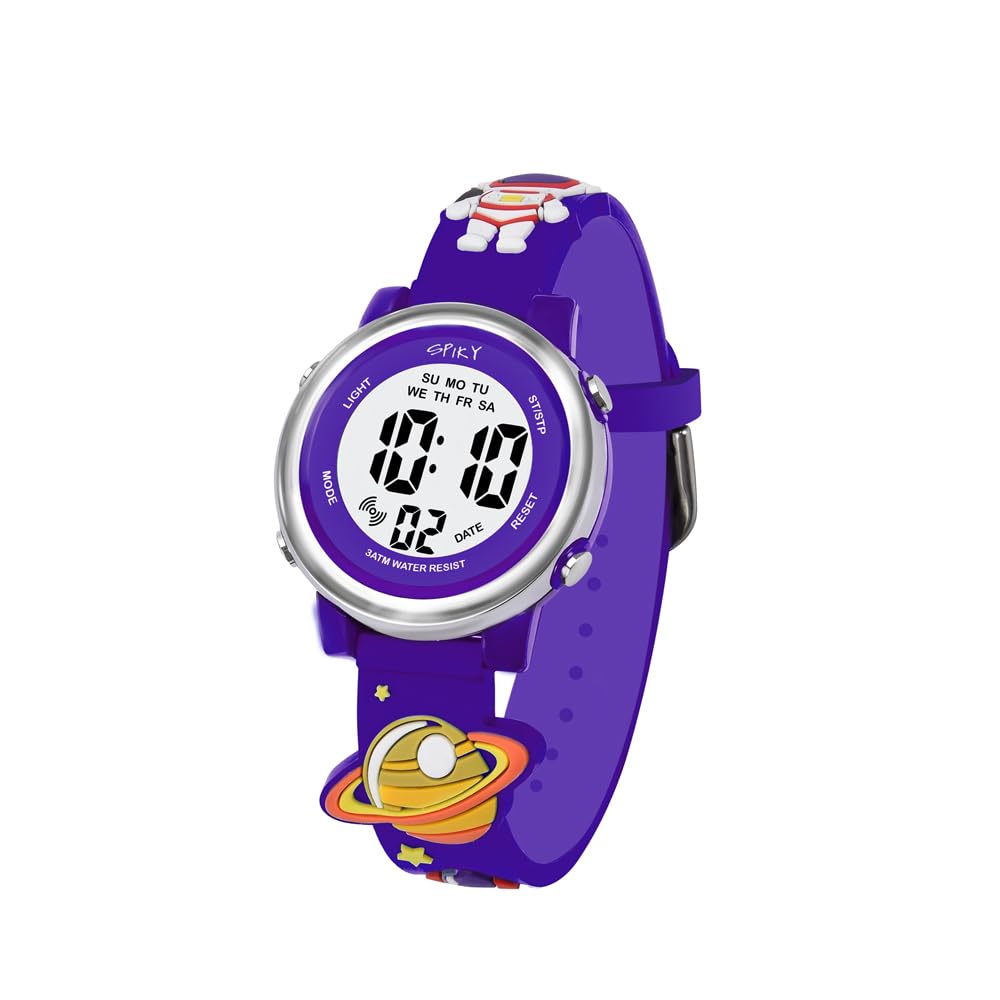 SPIKY Digital Sports Watch for Kids | Multifunctional with 7 LED Luminous Lights Display | Water Resistant & Printed Strap | Best Birthday Gift Wrist Watches for Boys & Girls | Age 2-14 yrs