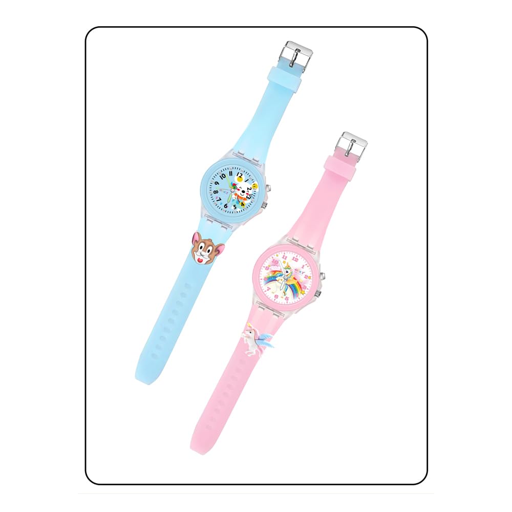 SPIKY Analog Watch for Kids | 3D Cartoon | 7 Multicolor LED Luminous Lights with Silicone Strap | Unisex Best Birthday Gift | Analogue Wrist Watches for Boys & Girls | Age 3-10 yrs