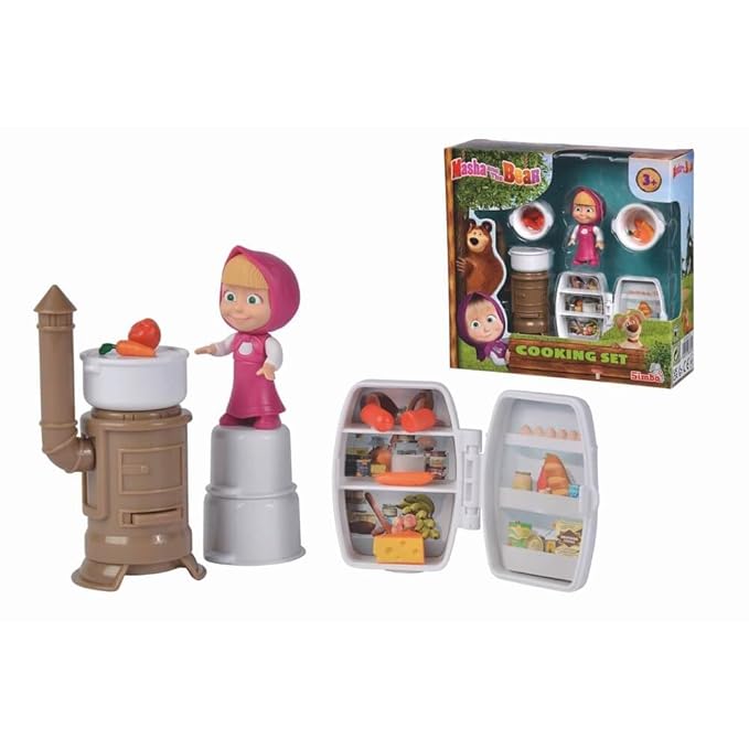 Masha and the Bear Mini Cooking Set By Fratelli Masha Doll Playset With Cooking Set 2 Inch Masha Doll and Ts Cooking Accessories