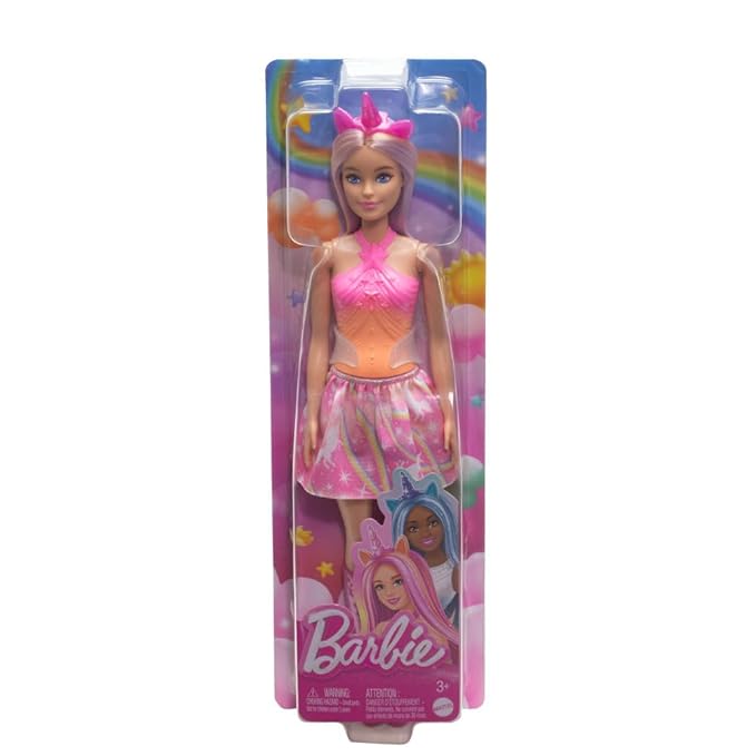 Barbie Unicorn Doll with Pink Fantasy Hair, Colorful Outfit & Unicorn-Themed Accessories