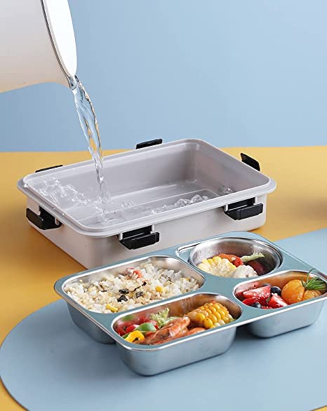 Bento 4 Compartment Insulated Lunch Box Stainless Steel Tiffin Box (Jumbo Size) ( 850ml )