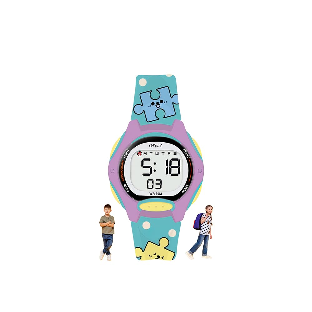 SPIKY Digital Sports Watch for Kids | Multifunctional, Luminous Display, Alarm & Day Function | Water Resistant & Silicone Strap | Best Birthday Gift Wrist Watches for Girls & Boys | Age 2-14 yrs