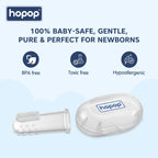 Hopop Silicone Baby Finger Toothbrush with Case | Great for Massaging & Cleaning Gums | BPA-Free Soft Finger Manual Toothbrush For Kids & New Born Baby | Oral Care For 0+ Months | Pack of 2