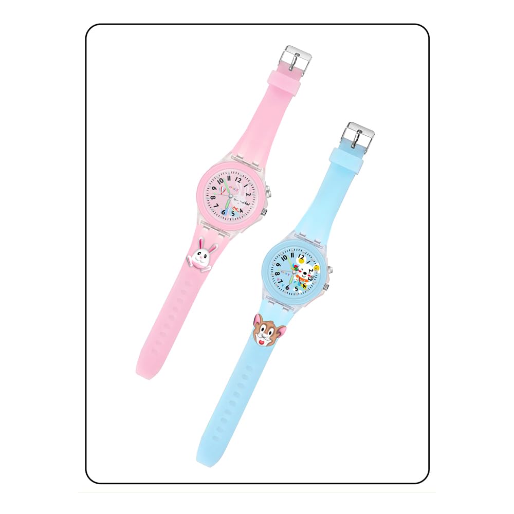 SPIKY Analog Watch for Kids | 3D Cartoon | 7 Multicolor LED Luminous Lights with Silicone Strap | Unisex Best Birthday Gift | Analogue Wrist Watches for Boys & Girls | Age 3-10 yrs